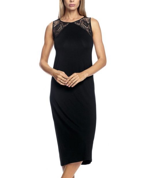 long sleeveless nightdress with lace inserts and wide cut at the back aria range 2 e1601310348551