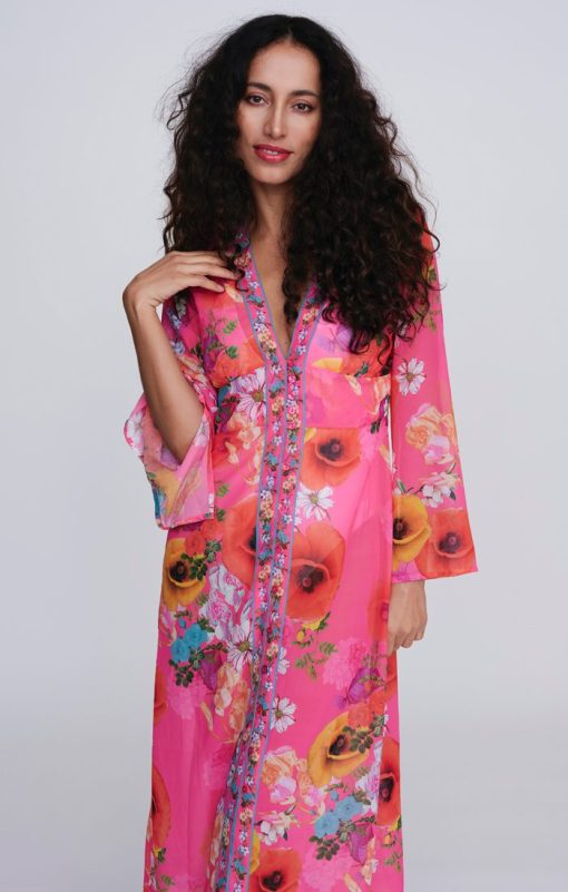 Pia Rossini Copacabana Maxi Cover up-Pink - Image 2