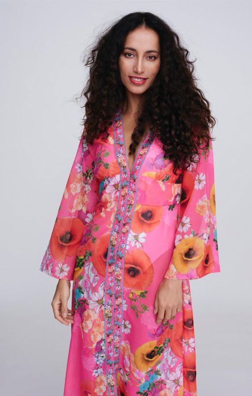 Pia Rossini Copacabana Maxi Cover up-Pink - Image 4