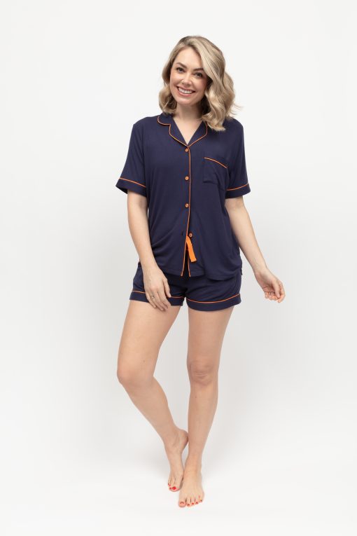 Cyberjammies Taylor Modal Stuttbuxna náttföt-Navy - Image 2